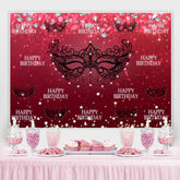 Masque Noir Diamants Rouges Bokeh Filles Anniversaire Toile De Fond